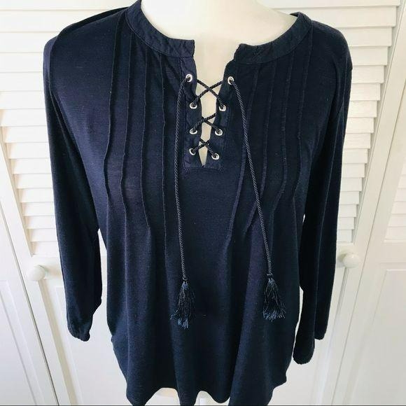 VERVE AMI Blue V-Neck Top Size XL