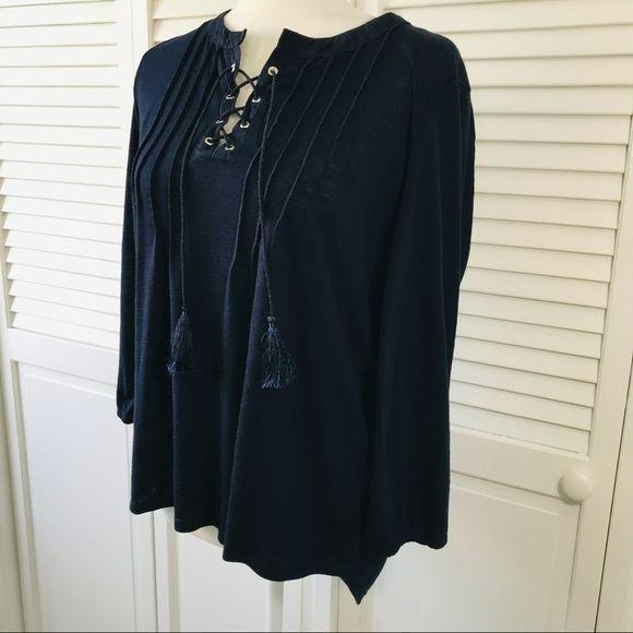 VERVE AMI Blue V-Neck Top Size XL