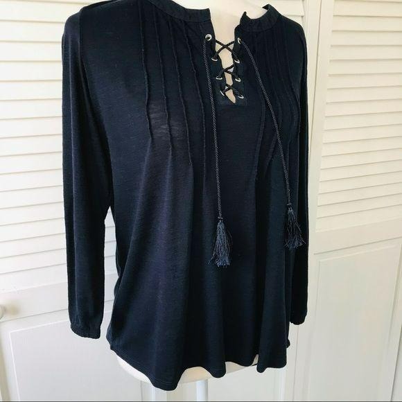 VERVE AMI Blue V-Neck Top Size XL