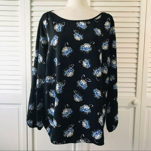 LIZ CLAIBORNE Black Floral Blouse Size 1X