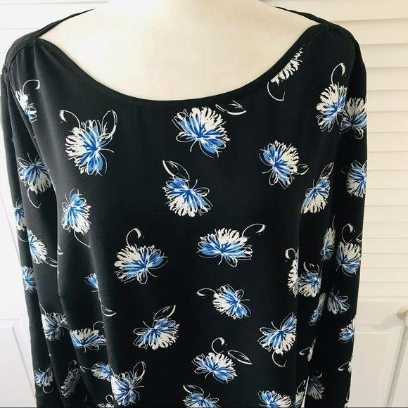 LIZ CLAIBORNE Black Floral Blouse Size 1X