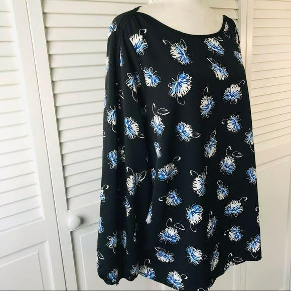 LIZ CLAIBORNE Black Floral Blouse Size 1X