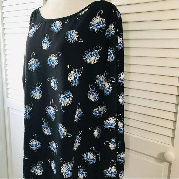 LIZ CLAIBORNE Black Floral Blouse Size 1X