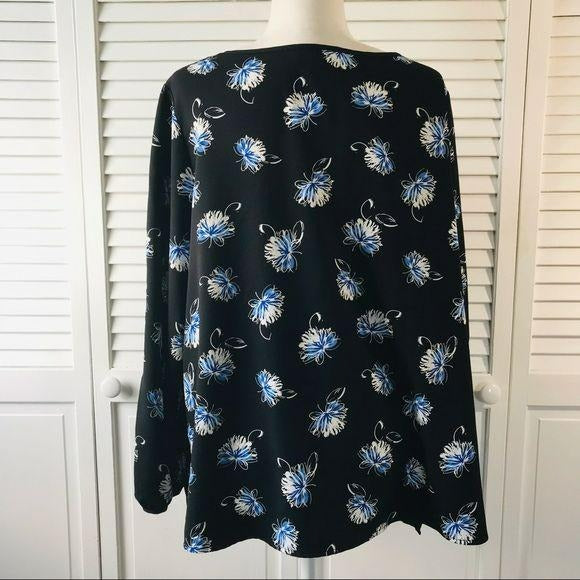 LIZ CLAIBORNE Black Floral Blouse Size 1X