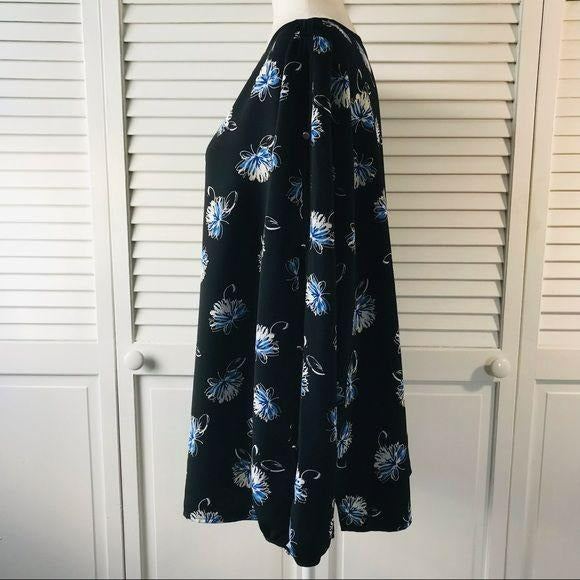 LIZ CLAIBORNE Black Floral Blouse Size 1X