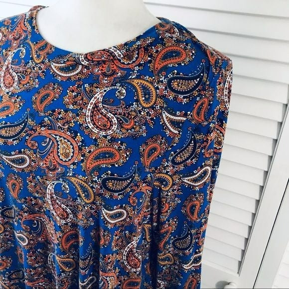 JESSICA LONDON Royal Blue Paisley Shirt Size 18/20