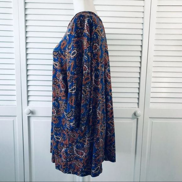 JESSICA LONDON Royal Blue Paisley Shirt Size 18/20