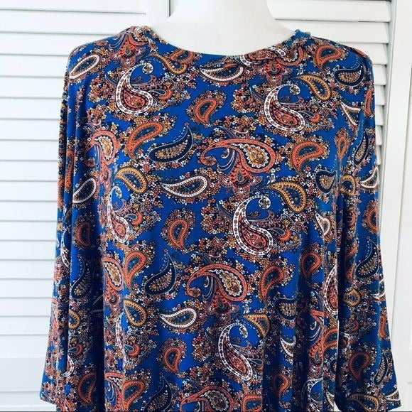 JESSICA LONDON Royal Blue Paisley Shirt Size 18/20