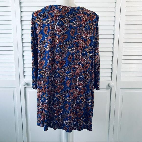 JESSICA LONDON Royal Blue Paisley Shirt Size 18/20