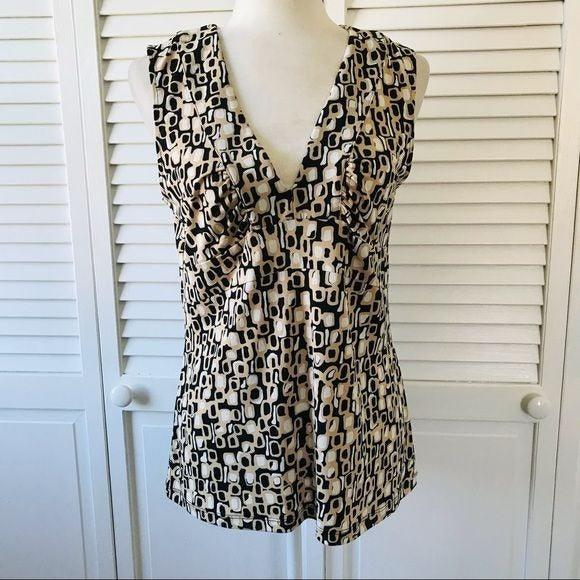 Axcess Beige Black Tank Top Shirt Size M