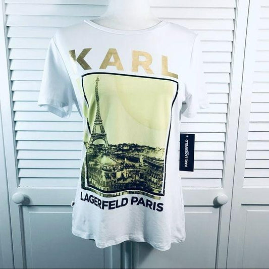 *NEW* KARL LAGERFELD White Short Sleeve Tee