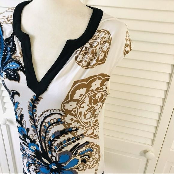 7TH AVENUE White V-Neck Sleeveless Shirt Size S
