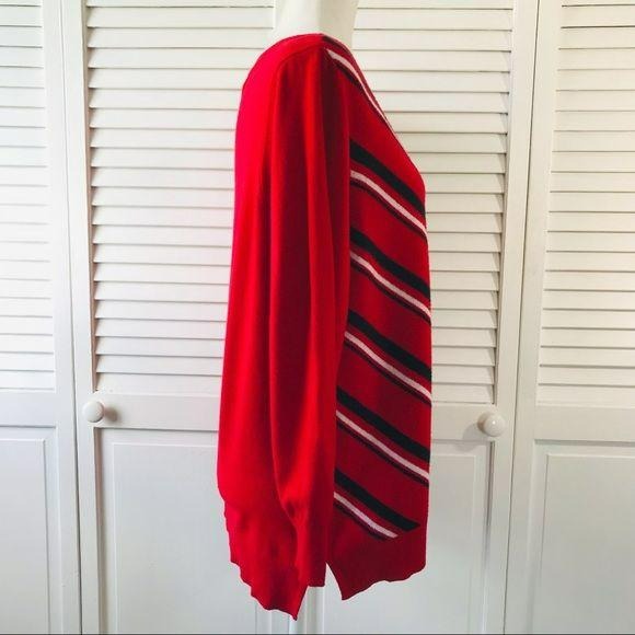 LIZ CLAIBORNE Red Striped Sweater Size 1X