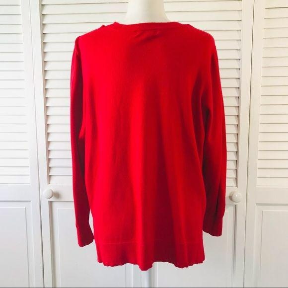 LIZ CLAIBORNE Red Striped Sweater Size 1X