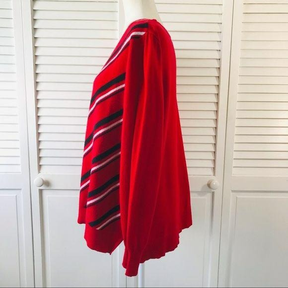 LIZ CLAIBORNE Red Striped Sweater Size 1X