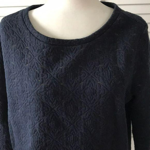 LOFT Gold & Blue Cotton Blend Sweater Size L