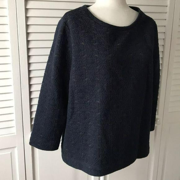 LOFT Gold & Blue Cotton Blend Sweater Size L