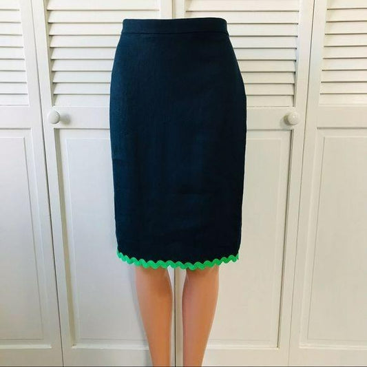 *NEW* J. CREW Blue Linen Pencil Skirt Size 00