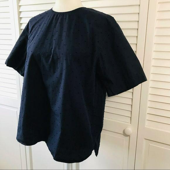 UNIQLO Blue Short Sleeve Button Up Back Top