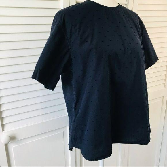UNIQLO Blue Short Sleeve Button Up Back Top