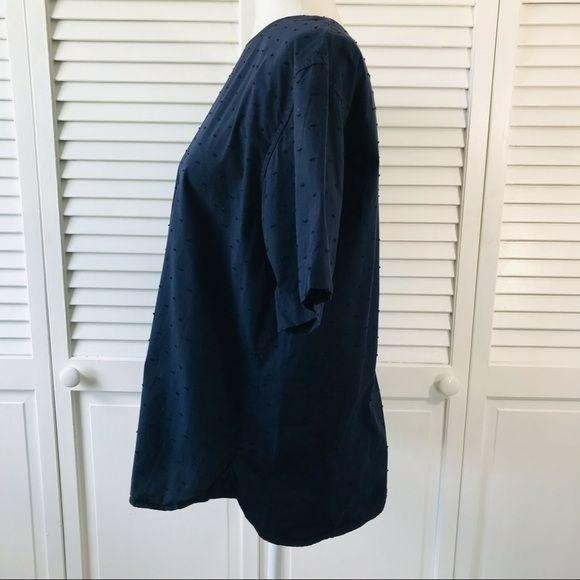 UNIQLO Blue Short Sleeve Button Up Back Top