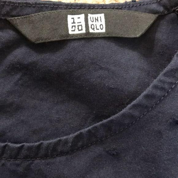 UNIQLO Blue Short Sleeve Button Up Back Top