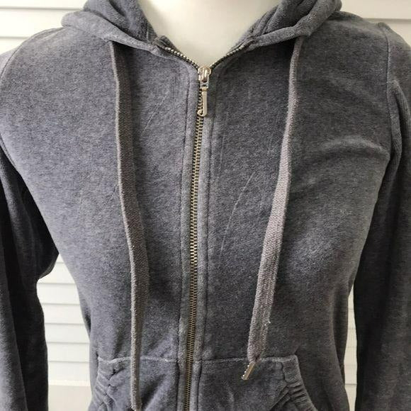 JUICY COUTURE Charcoal Velour Tracksuit Hoodie Size S