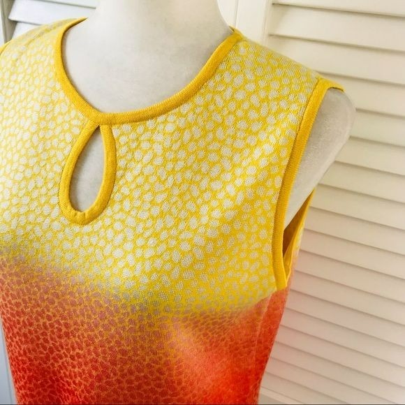 SOCA ST. JOHN Yellow And Orange Ombré Animal Print Sleeveless Sweater Size S