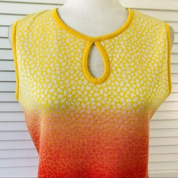 SOCA ST. JOHN Yellow And Orange Ombré Animal Print Sleeveless Sweater Size S