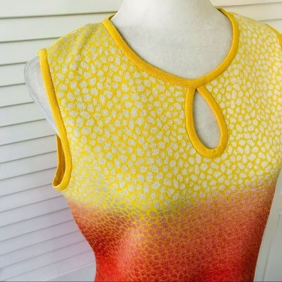 SOCA ST. JOHN Yellow And Orange Ombré Animal Print Sleeveless Sweater Size S
