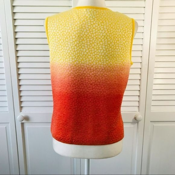 SOCA ST. JOHN Yellow And Orange Ombré Animal Print Sleeveless Sweater Size S