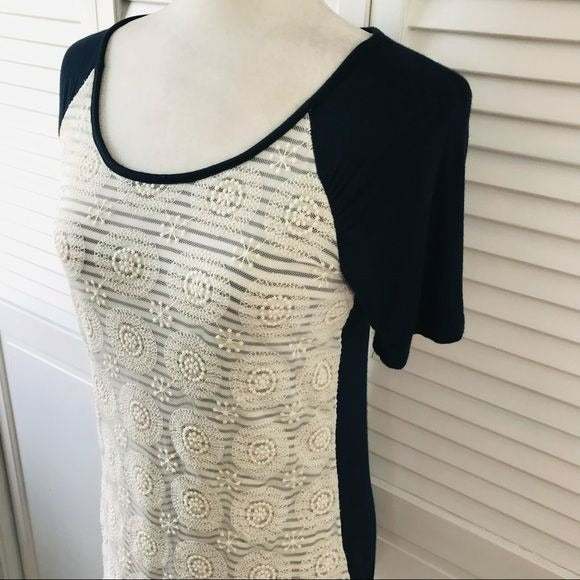MAURICES Blue White Short Sleeve Shirt Size S