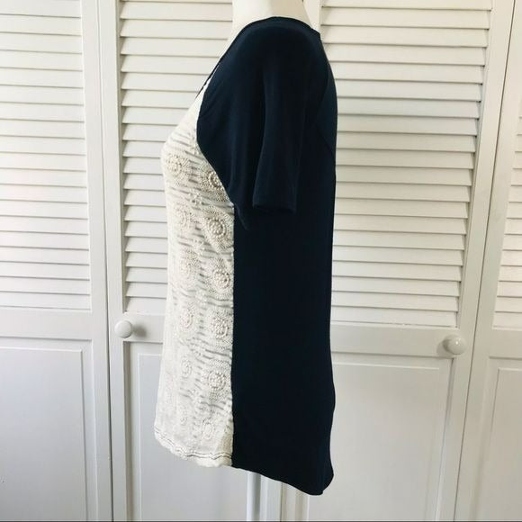 MAURICES Blue White Short Sleeve Shirt Size S