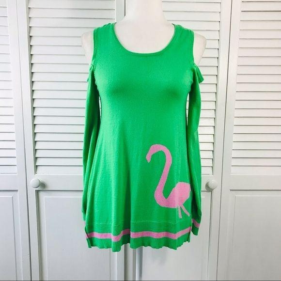 MACBETH COLLECTION Green Cold Shoulder Sweater Size M