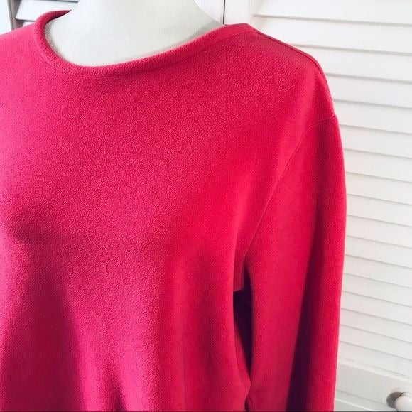 LANDS’ END Pink Fleece Scoop Neck Sweater Size L
