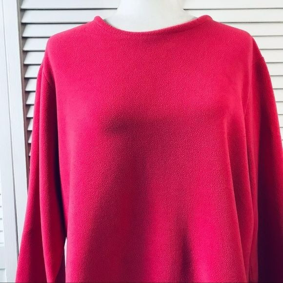 LANDS’ END Pink Fleece Scoop Neck Sweater Size L