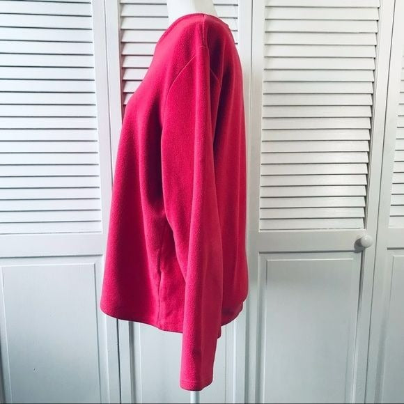 LANDS’ END Pink Fleece Scoop Neck Sweater Size L