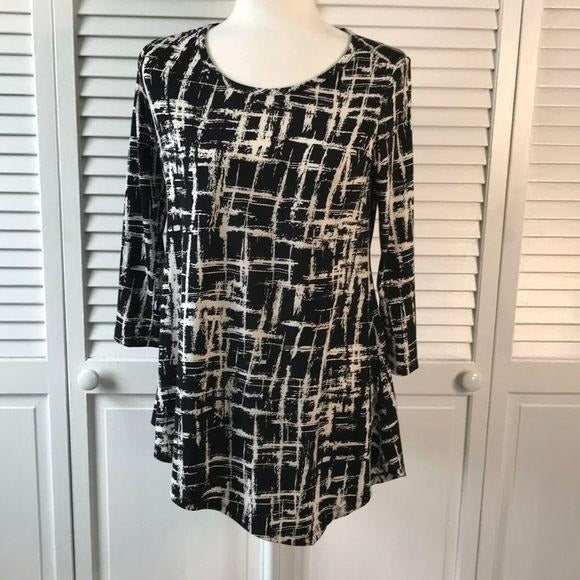 RAFAELLA Black & White Petite Long Sleeve Top Size XS
