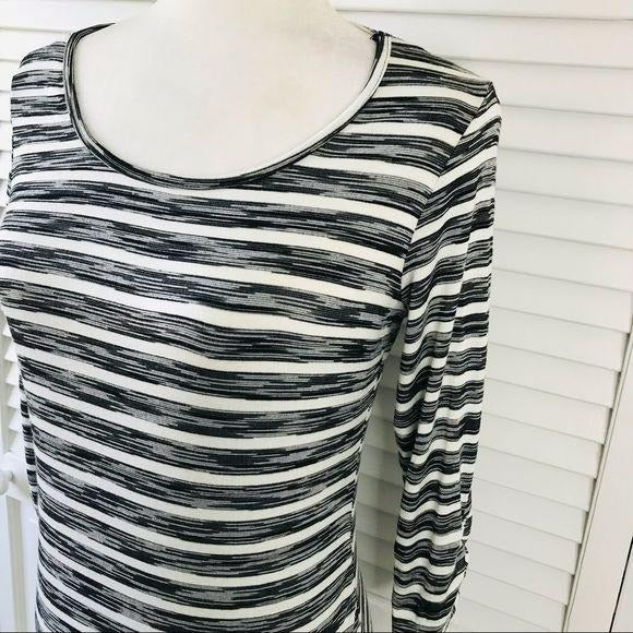 AB STUDIO Black White Striped Shirt