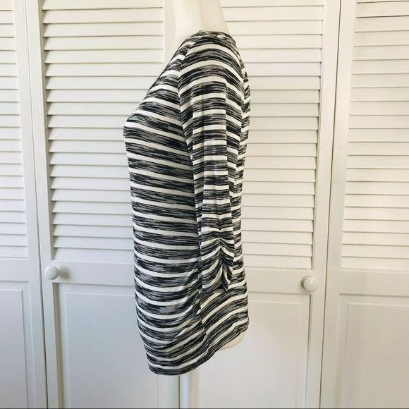 AB STUDIO Black White Striped Shirt