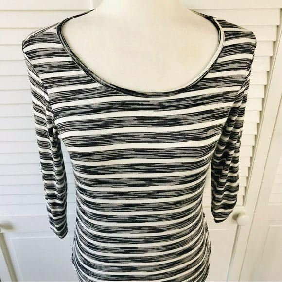 AB STUDIO Black White Striped Shirt