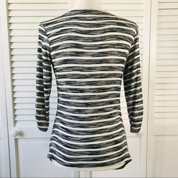 AB STUDIO Black White Striped Shirt