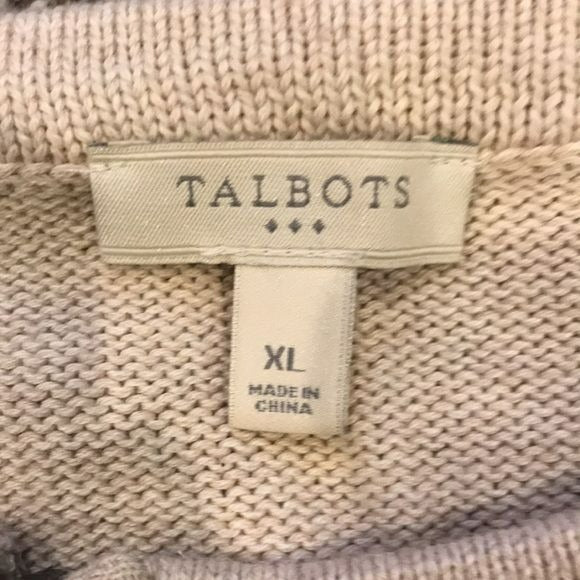 TALBOTS Ivory Scoop Neck Zip Cardigan Sweater Size XL