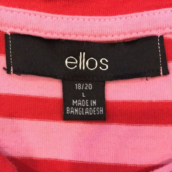 ELLOS Pink Red Striped Cotton Shirt