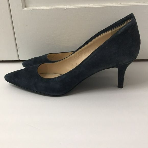 NINE WEST French Navy Suede Pointed Toe Jackpot 2 Heels Size 8.5M