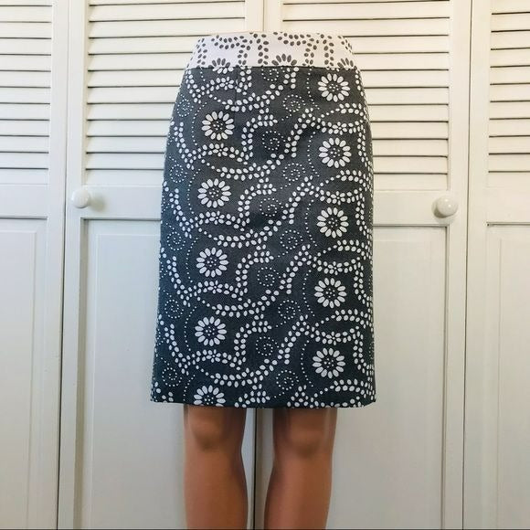 BANANA REPUBLIC Gray White Floral Print Pencil Skirt Size 0