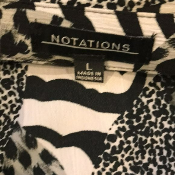 NOTATIONS Animal Print Button Down Shirt Size L