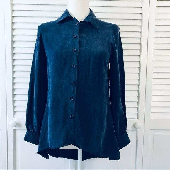AMERICAN GOLD Blue Sude Button Down Shirt Size S