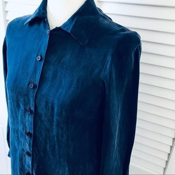 AMERICAN GOLD Blue Sude Button Down Shirt Size S