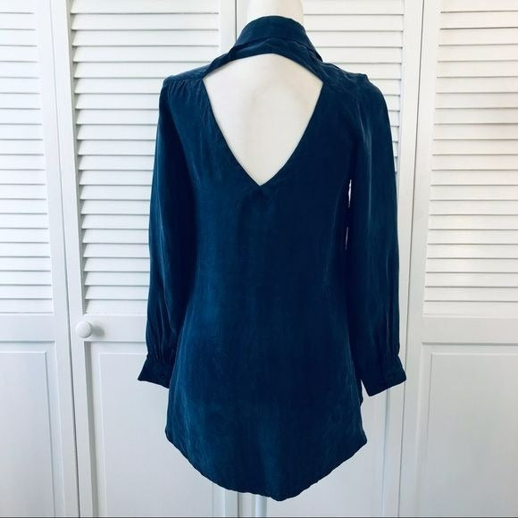 AMERICAN GOLD Blue Sude Button Down Shirt Size S